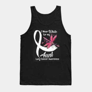 I Wear White For Aunt Dragonfly Lung Cancer Awareness Tank Top